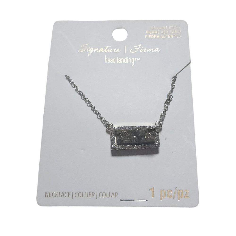 Genuine Stone Druzy Necklace 14k Gold Plated